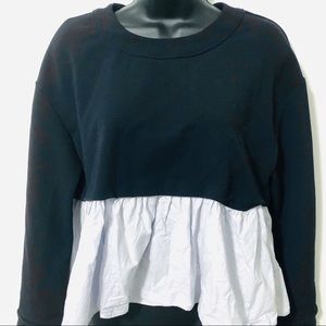 Zara Navy Blue Light Blur Peplum Top Size Medium